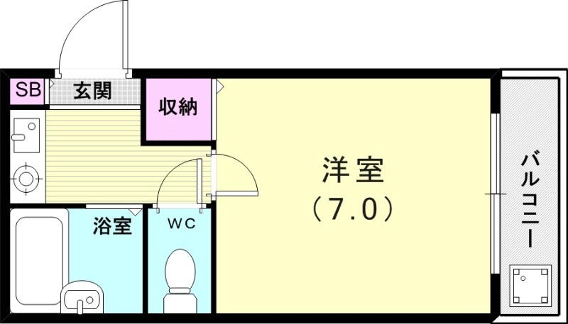 1K(20平米)セパレート・1口ガスコンロ・エアコン