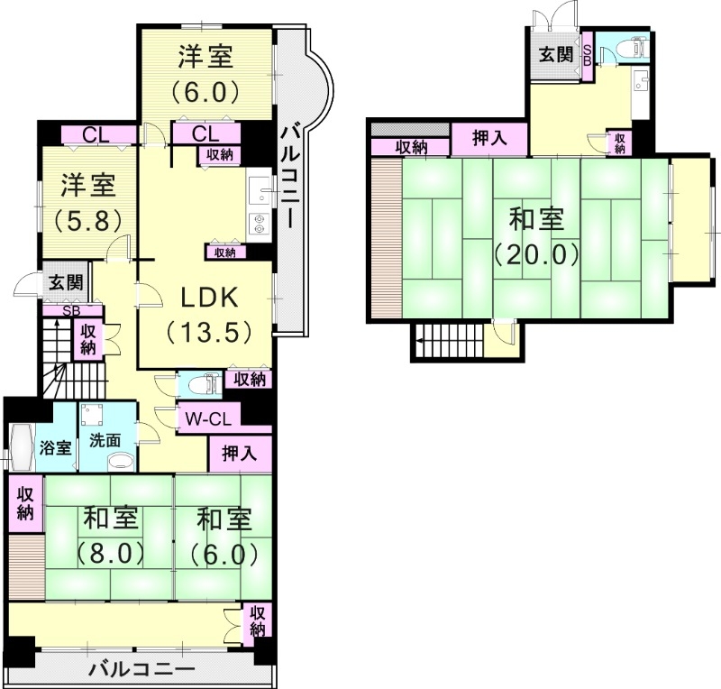 5LDK（140.5平米）温水洗浄便座・2面バルコニー・収納
