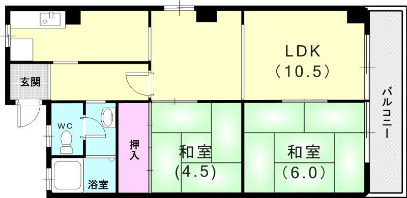 2LDK（55.71平米）シューズボックス・コンロ設置可能