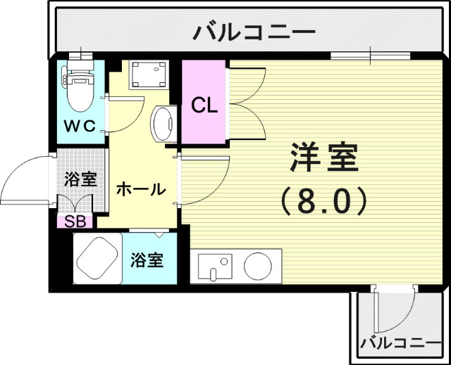 ワンルーム（26平米）エアコン・ＩＨコンロ・室内洗濯機置場