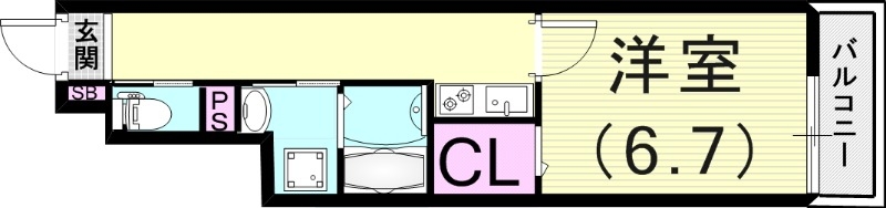 1K（26.67平米）エアコン・室内洗濯機置場