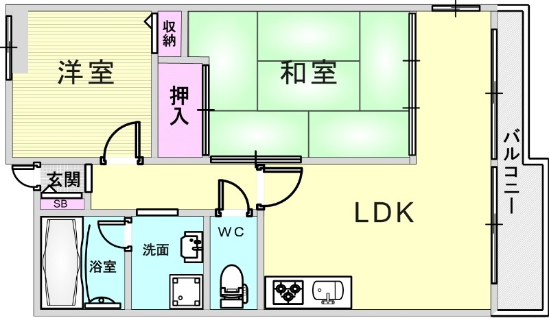 2ＬＤＫ（５７.6平米）システムキッチン・独立洗面台・下駄箱