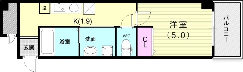 1K（25.52平米）IHコンロ・独立洗面台・室内洗濯機置場