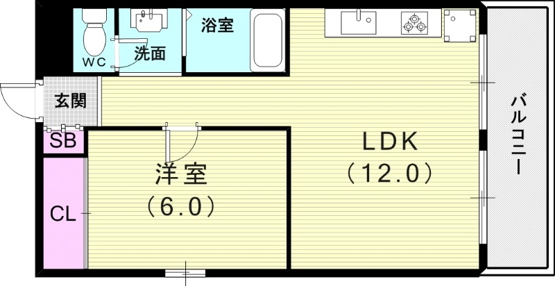 1LDK(48平米）モニターフォン・室内洗濯置場