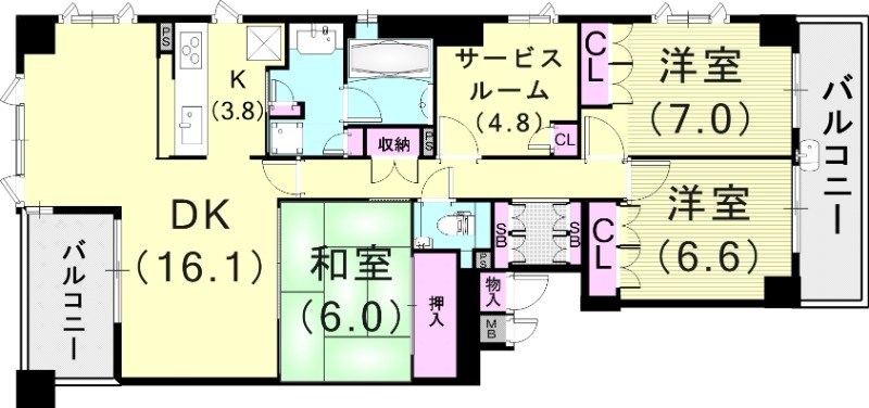3SLDK（99.07平米）収納豊富・タンクレストイレ