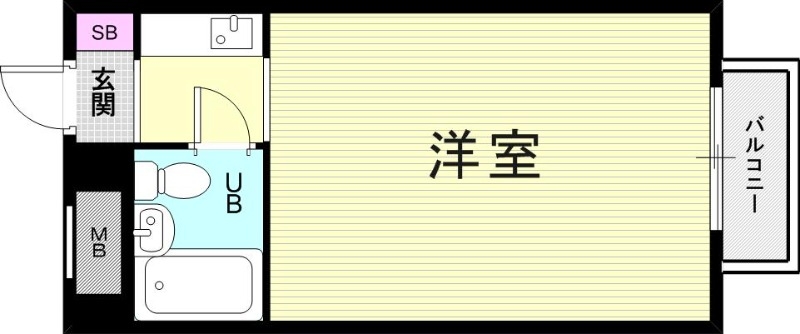 1R（19.6３米）インターネット無料、エアコン・角部屋