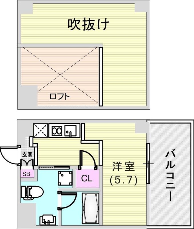 1Ｋ（33.16平米）ロフト付き、デザイナーズマンション