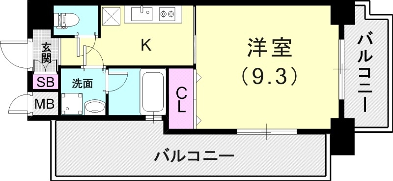 1Ｋ（30.51平米）ＴＶモニターホン・エアコン・ペット相談