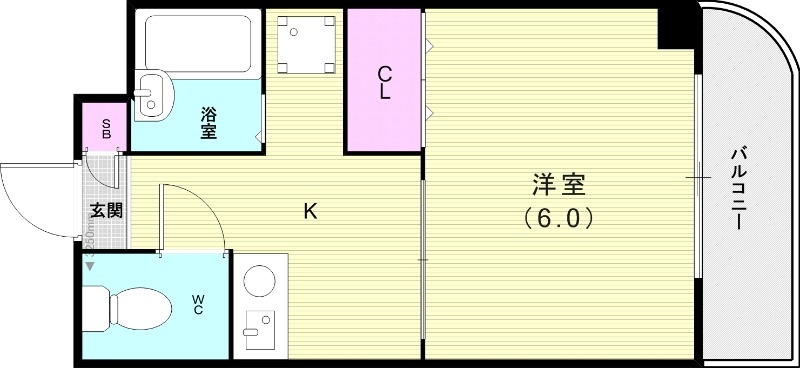 1K(21.24平米)エアコン・ミニ冷蔵庫・室内洗濯機置場