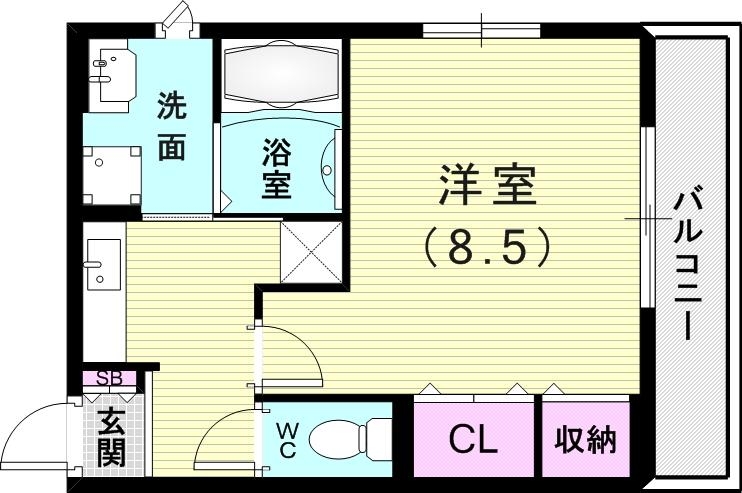 1K（28.8平米）モニターホン・浴室乾燥機・エアコン・収納
