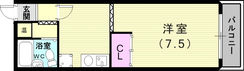 1K（28.44平米）エアコン・室内洗濯機置場・オール電化