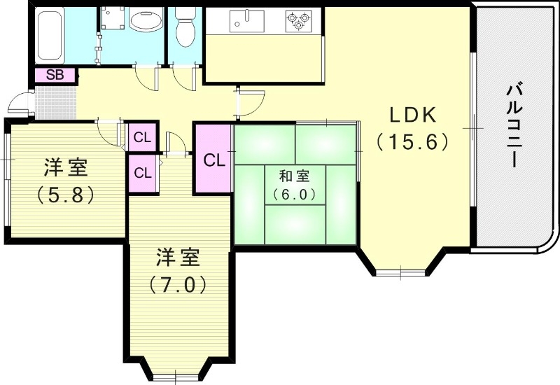 3LDK（７６．９平米）オートロック・脱衣所・屋根裏収納