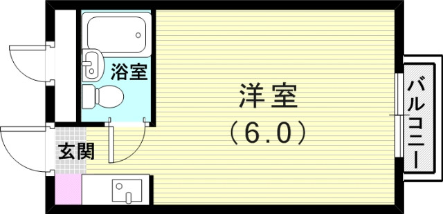1Ｋ（19.60平米）インターネット無料、コインランドリー