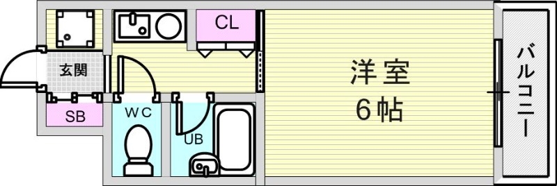 1K（18平米）バストイレ別・室内洗濯パン・エアコン
