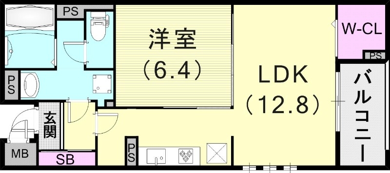 1LDK（44.23平米）ウオークインクローゼット・エアコン