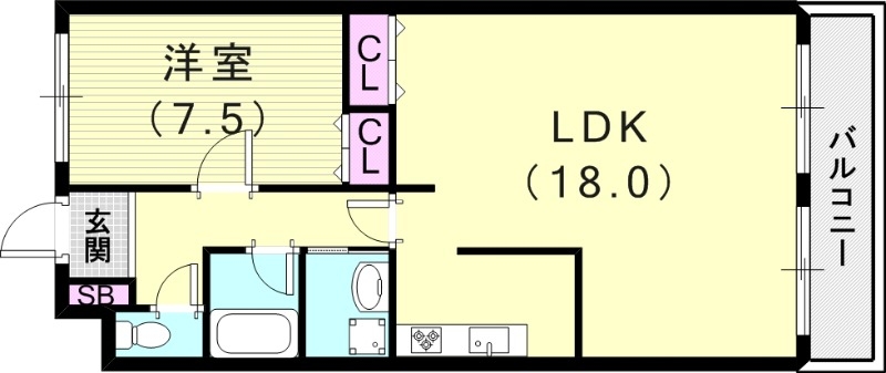 1LDK(60.13平米）エアコン・システムキッチン・収納