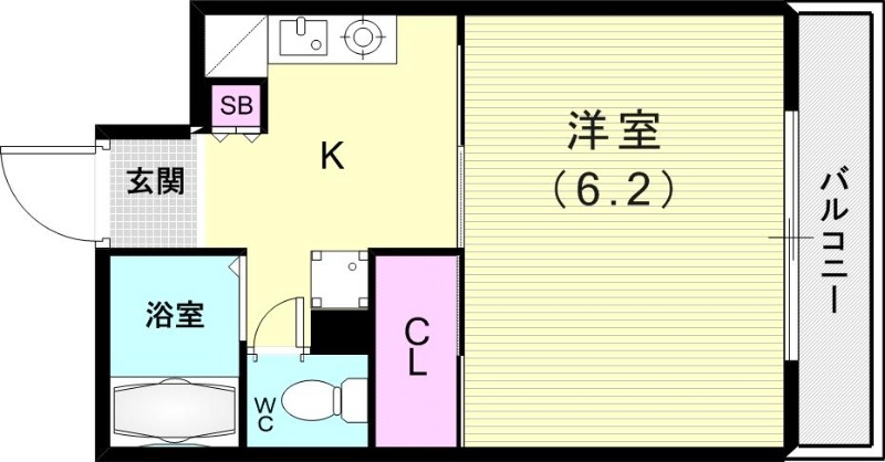 1ＤＫ（24平米）エアコン・ガスコンロ・洗濯機置き場・収納