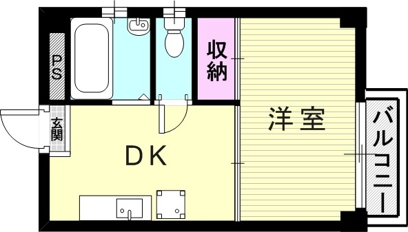 1DK（28.80平米）エアコン・室内洗濯機置場・バルコニー