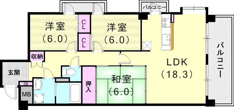 3LDK（83.79平米）角部屋・食器洗浄乾燥機・浴室乾燥機