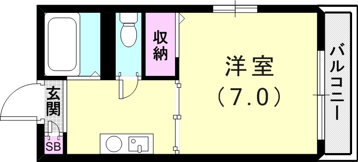 1K（24.18平米）室内洗濯機置場・風呂トイレ別・エアコン