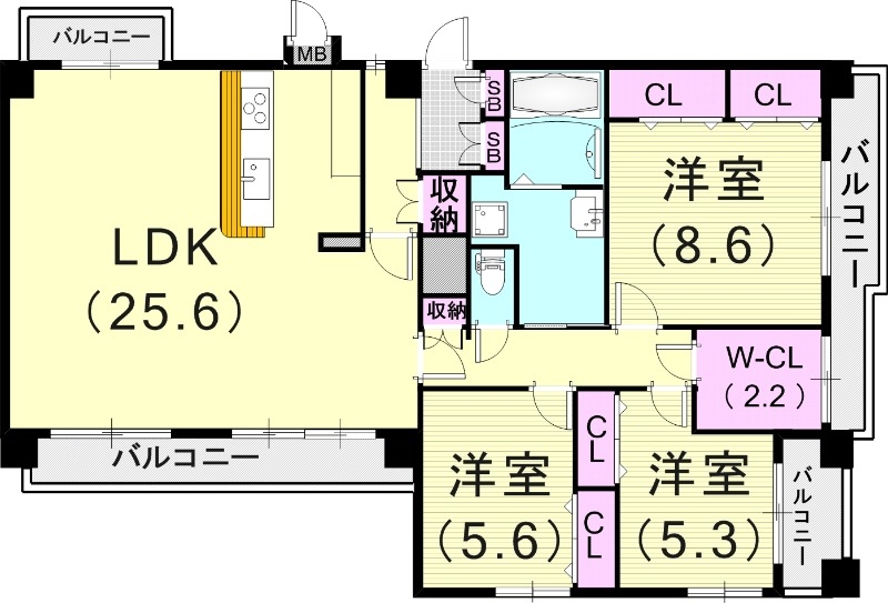 3LDK（111.42平米）WIC付・カウンターキッチン