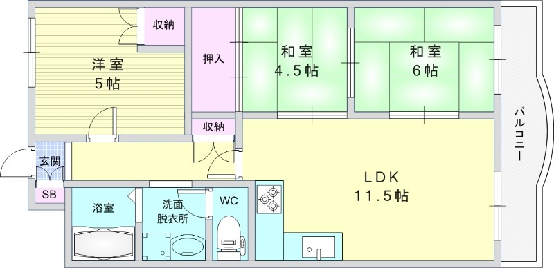 3LDK(66平米)システムキッチン・TVインターホン
