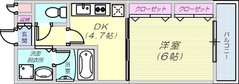 1DK(27.63平米)2口コンロ・オートロック・エアコン
