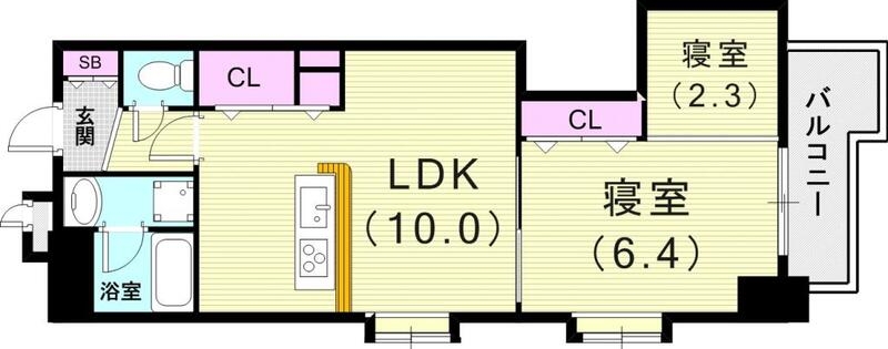 1LDK（４３.９８平米）3口ガスコンロ・グリル・収納