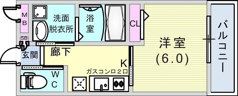 1K（２５.０７平米）グリル・2口ガスコンロ・浴室乾燥機