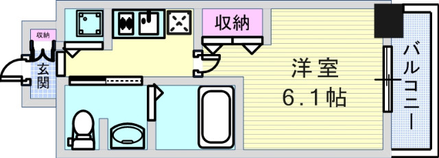 広々とした1Kの間取りです。