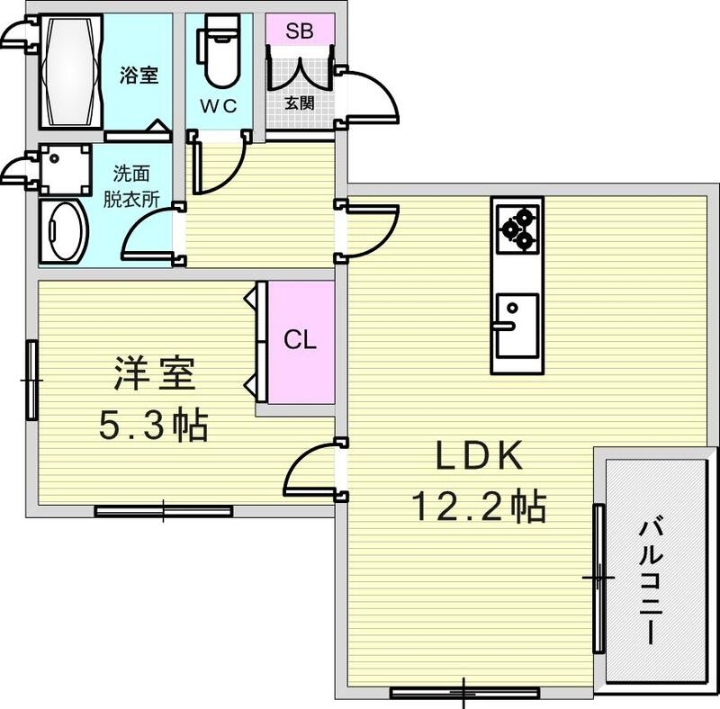 1LDK(39.15㎡)浴室暖房乾燥機・3口ガスコンロ