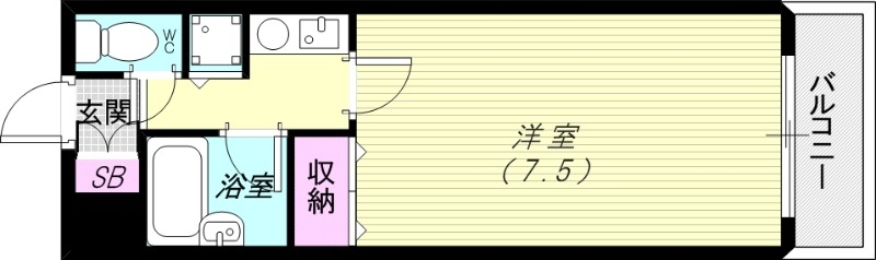 １Ｋ（２１．３４平米）エアコン・IHコンロ・室内洗濯機置き場