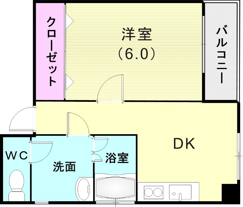 1DK(24平米)クローゼット・セパレート