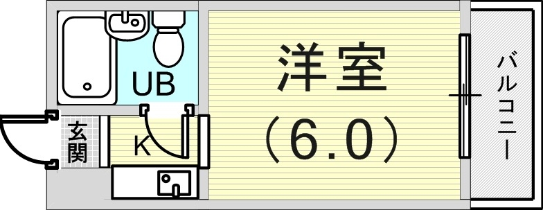 1K(16.5平米)ユニットバス・日当たり良好・バルコニー