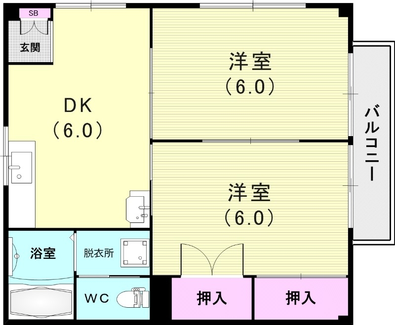 ６帖２部屋あるのでシェアでもけんかしませんね