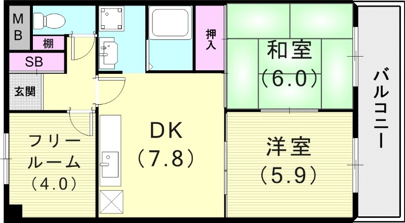 3LDK(51.3平米)室内洗濯機置場・モニターフォン