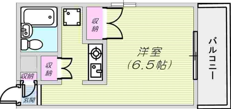 1R(20平米）3点ユニット・エアコン・室内洗濯機置場