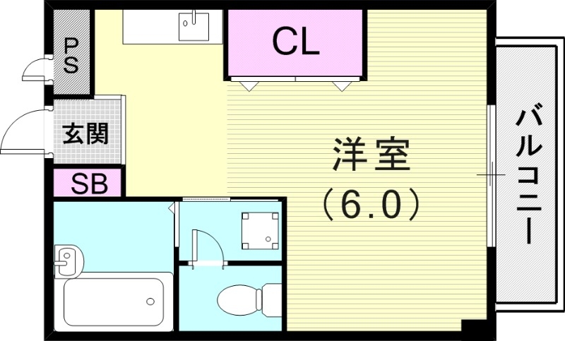 1R（23.3平米）エアコン・バストイレ別・クローゼット