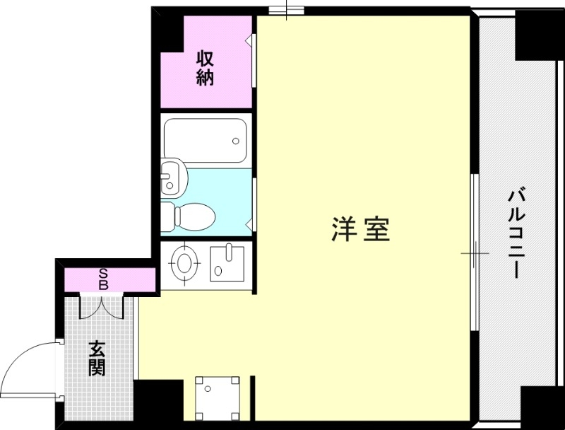 ワンルーム(18帖)1口ガスコンロ・エアコン・収納
