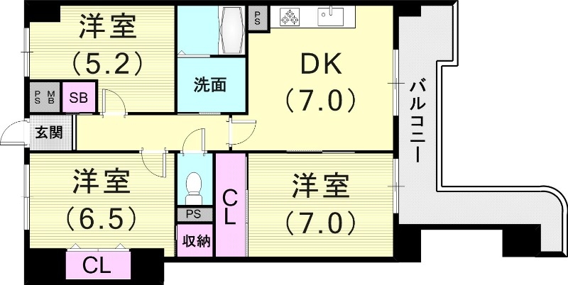 ３DK（５8.5平米）システムキッチン・洗面所独立・収納