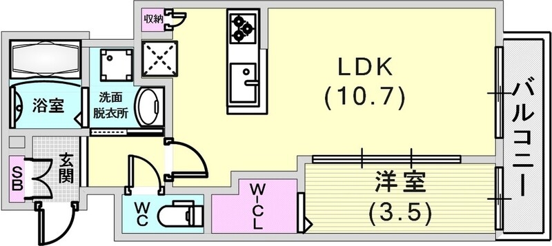 1LDKの使いやすい間取りですね!!