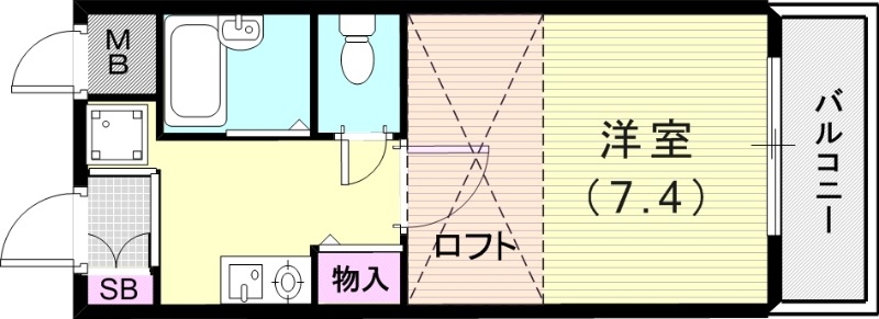 1K(23.09平米）室内洗濯機置場・ミニキッチン