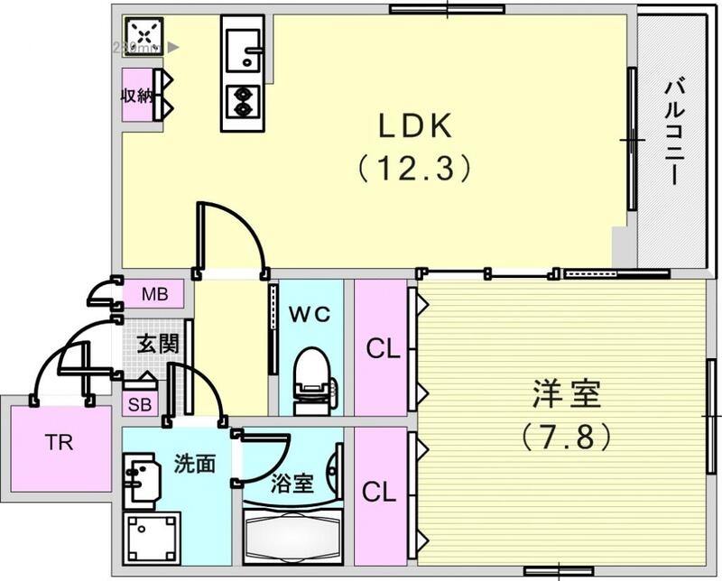 1LDK(46.79平米)システムキッチン・独立洗面台・収納