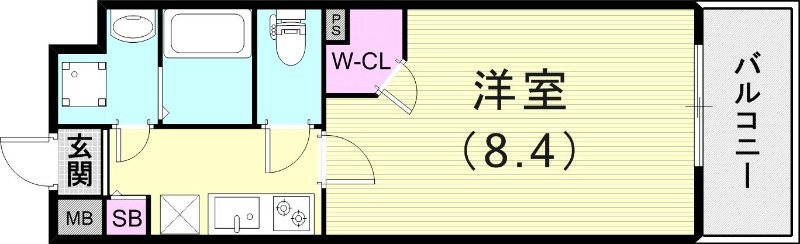 1K（25.45平米）システムキッチン・独立洗面台・エアコン