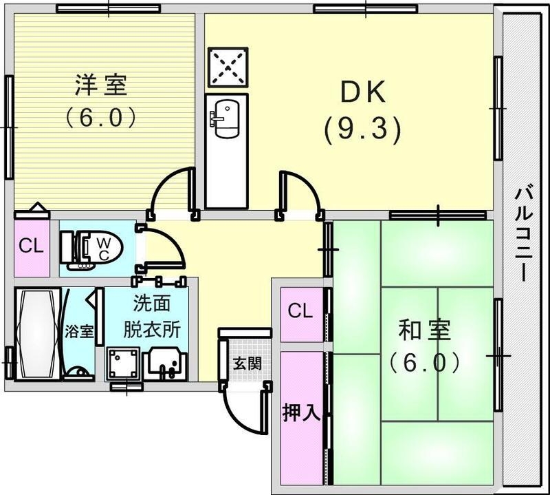 2LDK（51.14平米）TVモニターホン・ネット無料・収納