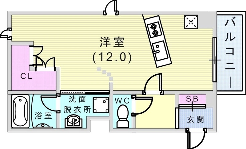 1R（35平米）システムキッチン・浴室TV・追い焚き・収納