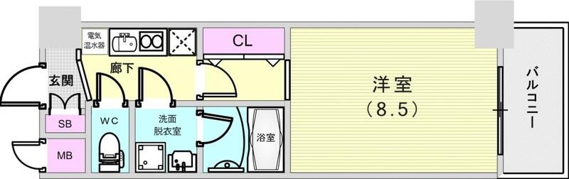 1K（26.22平米）独立洗面台・収納・室内洗濯機置場・収納