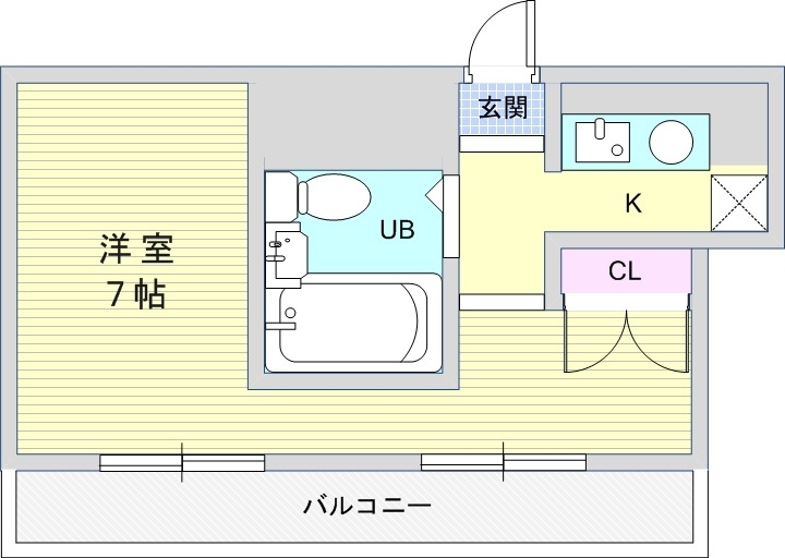 1R（21平米）IHミニキッチン・エアコン・エレベーター