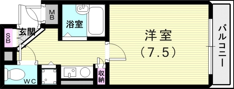 1Ｋ（21.51平米）バストイレ別・室内洗濯機置場・エアコン