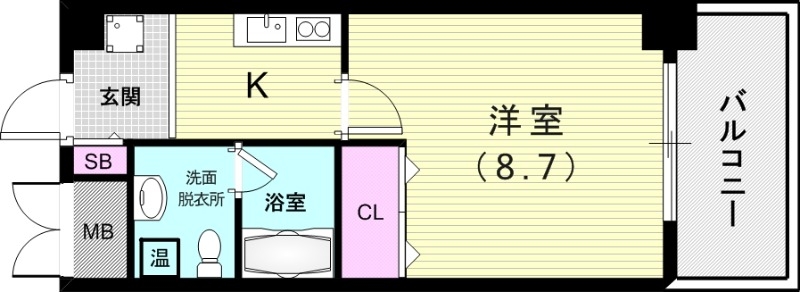 1K（28.08平米）室内洗濯機置場・お風呂トイレ別・収納